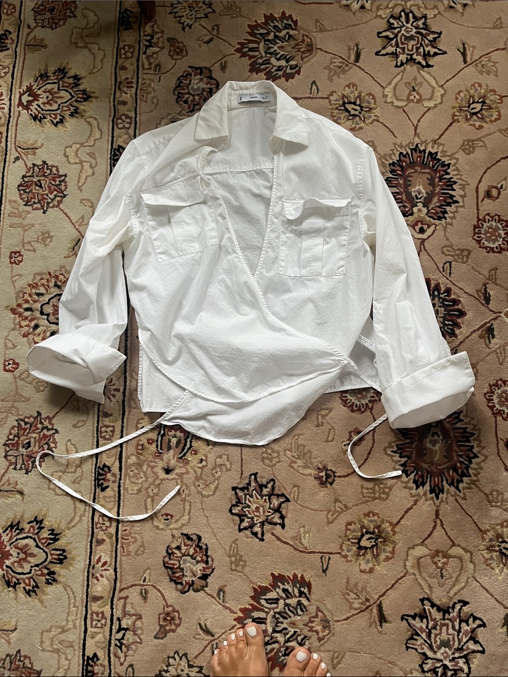 Mango crisp White Wrap style cotton poplin Shirt